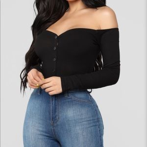 Fool In Love Off Shoulder Bodysuit